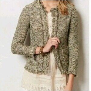 Anthropologie Angel Of The North Fringe Edge Sweater Cardigan Boho Jacket Size S